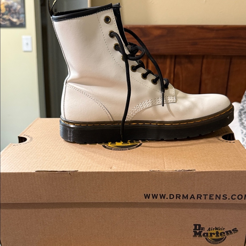Dr. Martens White Boots with Black Accents